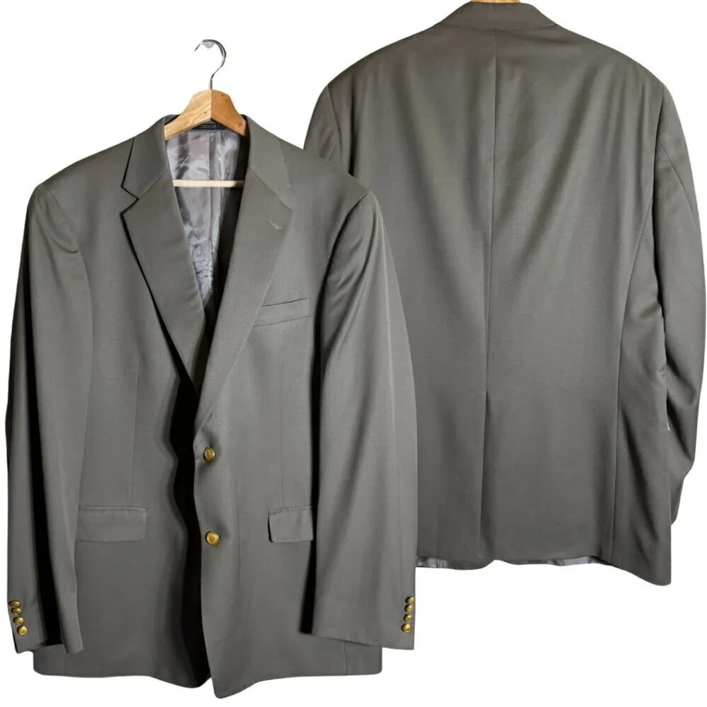 Hart Schaffner Marx Wool Sport Coat Jacket Blazer Men's 46L Tan Gold Trumpeter